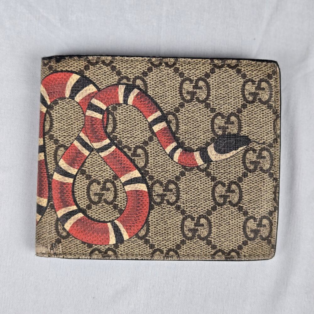 Gucci GG Monogram King Snake Canvas Bifold Wallet